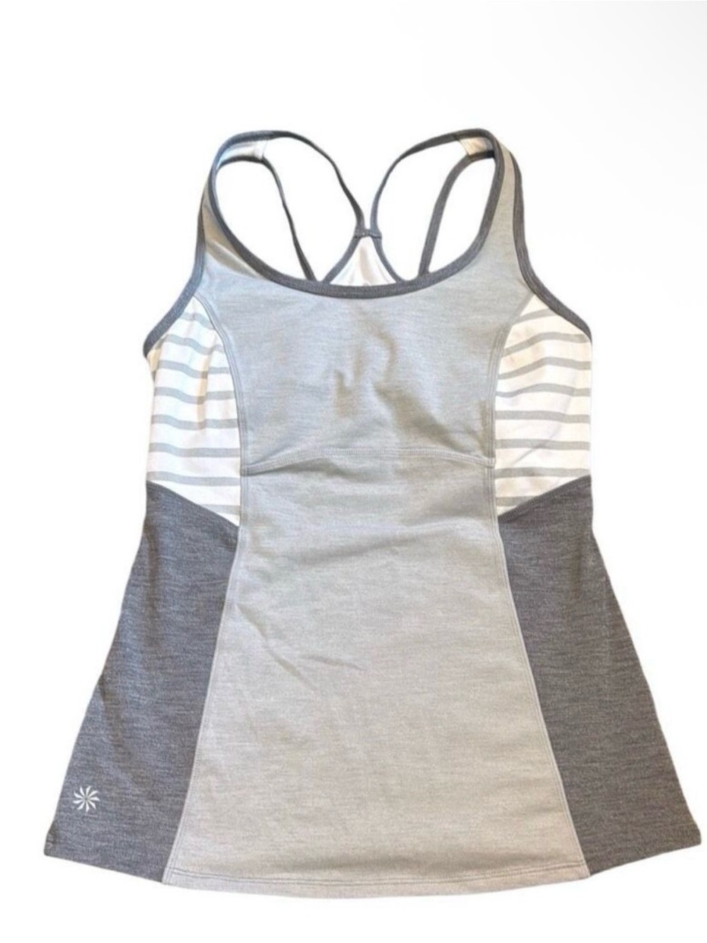 Athleta Gray Strappy Padded Tank Top Sz Small EUC